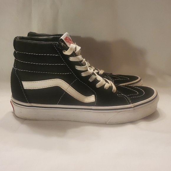 Vans Other - VANS Sk8-Hi Black With White Stripe Canvas High Top Sneakers Mns Sz 5 Wms Sz 6.5